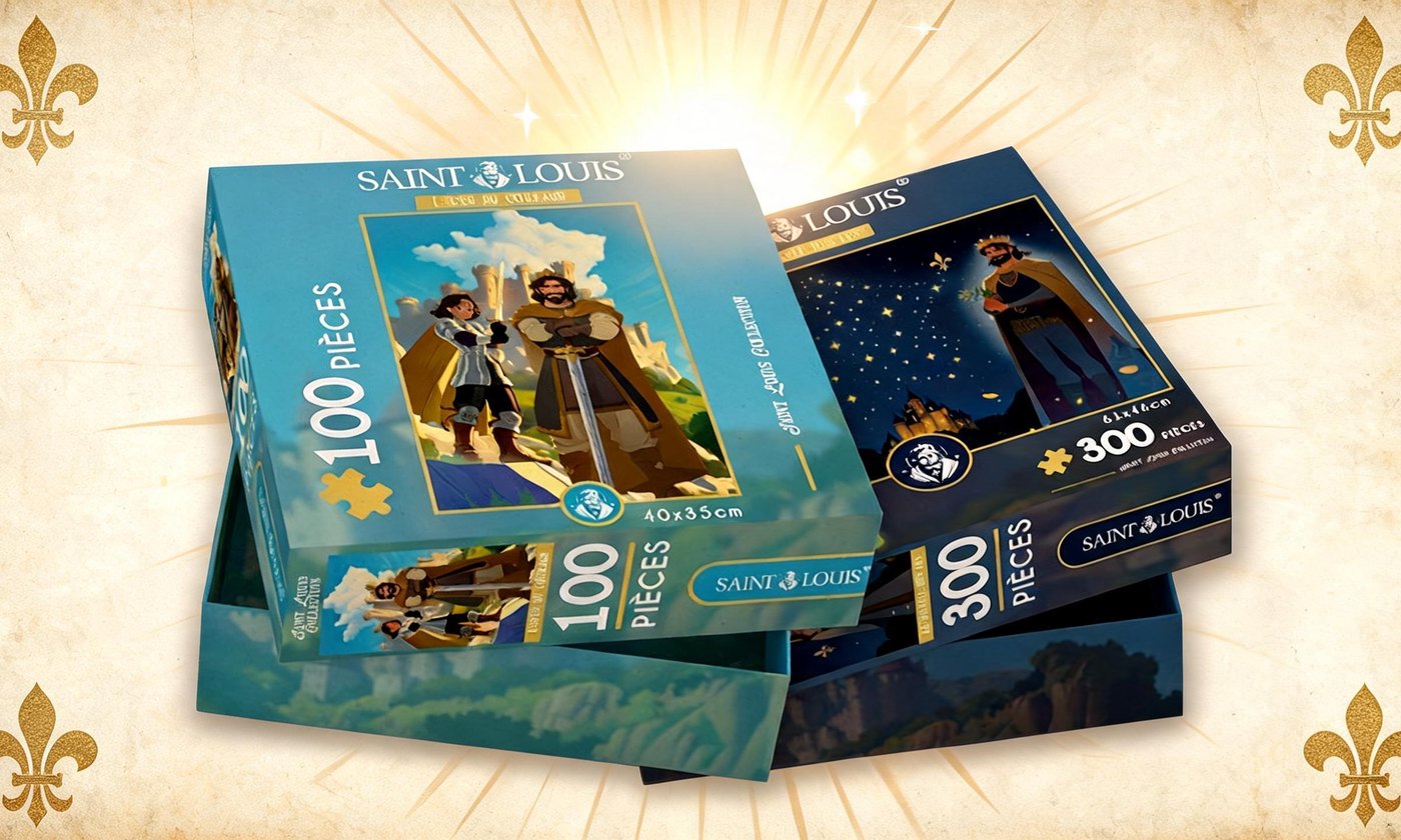 Les deux puzzles Saint-Louis, L'Épée du Courage et Le Miracle des Lys