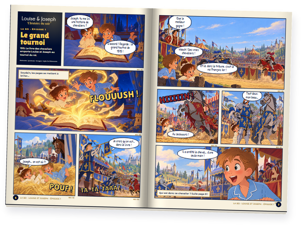 Les deux premières pages de la BD Le grand tournoi